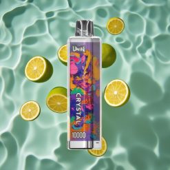 UWIN Crystal 10000 Puffs Disposable Vape Lemon Lime - 18ml E-Liquid, 650mAh Rechargeable, Type-C, 0.8 Ohm Mesh Coil, RGB Lights
